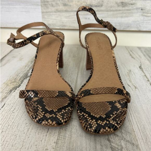 Madewell Women’s 9.5 Hollie Snake Embossed Leather Ankle Strap Sandals - Picture 4 of 8